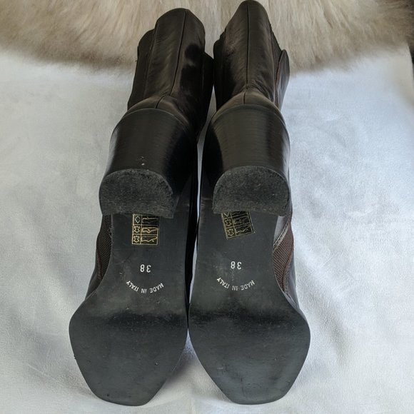 LUC BERJEN Rare Vintage Square Toe Boots Brown - Picture 7 of 11